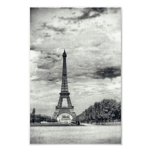 Eiffel Tower Monochrome Vintag Paris Frankreich De Fotodruck (Vorne)