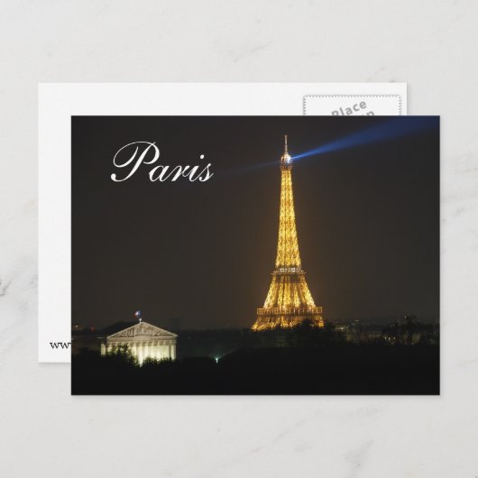 Eiffel Tower Nacht Postkarte (Vorne/Hinten)