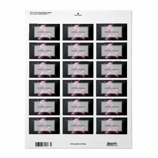 Eiffel Tower Night Moon Adressaufkleber (Vorne)