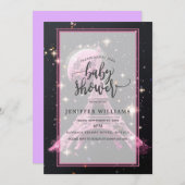 Eiffel Tower Night Moon Einladung (Vorne/Hinten)