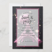 Eiffel Tower Night Moon Einladung (Vorderseite)