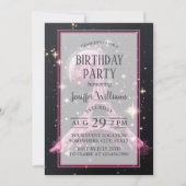 Eiffel Tower Night Moon Einladung (Vorderseite)