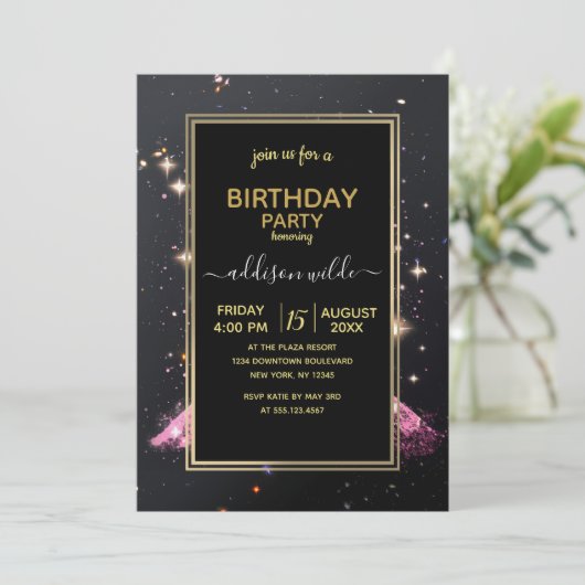 Eiffel Tower Night Moon Einladung (Stehend Vorderseite)