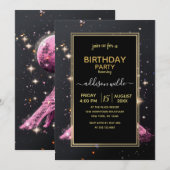 Eiffel Tower Night Moon Einladung (Vorne/Hinten)