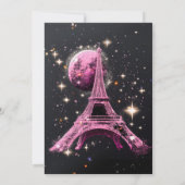 Eiffel Tower Night Moon Einladung (Rückseite)