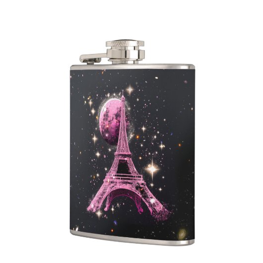 Eiffel Tower Night Moon Flachmann (Links)