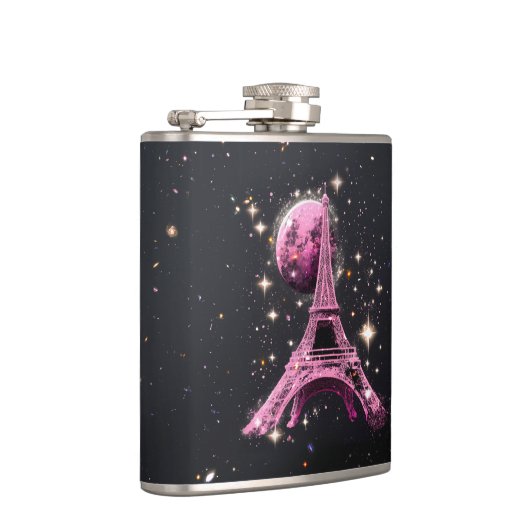 Eiffel Tower Night Moon           Flachmann (Rechts)