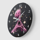 Eiffel Tower Night Moon Große Wanduhr (Winkel)