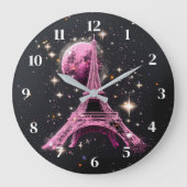 Eiffel Tower Night Moon Große Wanduhr (Vorderseite)