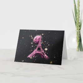 Eiffel Tower Night Moon Karte