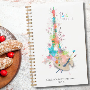 Eiffel Tower Paint Spritzer Print Daily Planner Planer