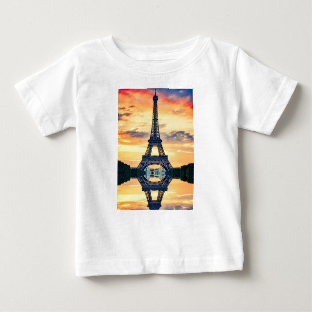 Eiffel Tower Paris Abend European Travel Baby T-shirt (Vorderseite)