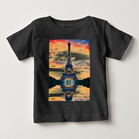 Eiffel Tower Paris Abend European Travel Baby T-shirt (Vorderseite)