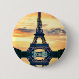 Eiffel Tower Paris Abend European Travel Button