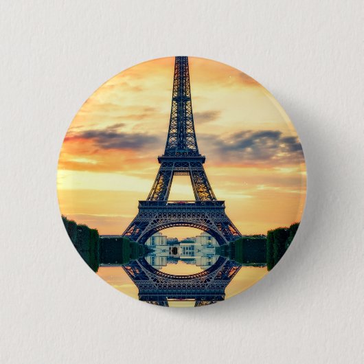Eiffel Tower Paris Abend European Travel Button (Vorderseite)