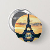 Eiffel Tower Paris Abend European Travel Button (Vorne & Hinten)