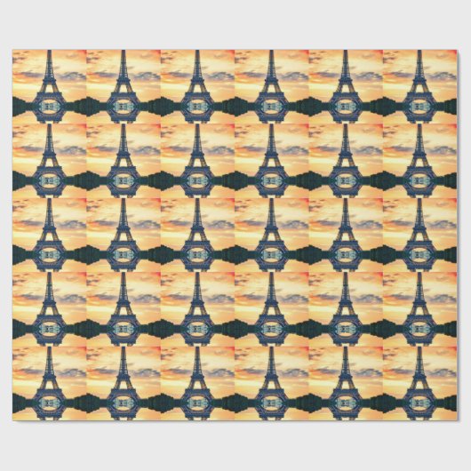 Eiffel Tower Paris Abend European Travel Geschenkpapier (Flach)