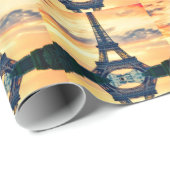 Eiffel Tower Paris Abend European Travel Geschenkpapier (Rolleneckpunkt)