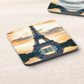 Eiffel Tower Paris Abend European Travel Getränkeuntersetzer (Linke Seite)