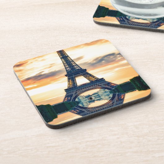Eiffel Tower Paris Abend European Travel Getränkeuntersetzer (Linke Seite)