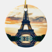 Eiffel Tower Paris Abend European Travel Keramik Ornament (Hinten)