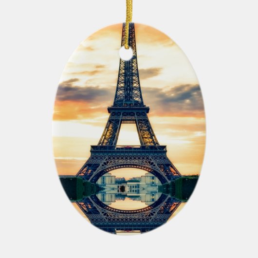 Eiffel Tower Paris Abend European Travel Keramikornament (Vorne)