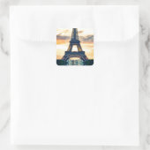 Eiffel Tower Paris Abend European Travel Quadratischer Aufkleber (Tasche)