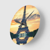 Eiffel Tower Paris Abend European Travel Runde Wanduhr (Winkel)