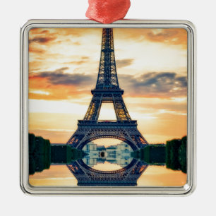 Eiffel Tower Paris Abend European Travel Silbernes Ornament