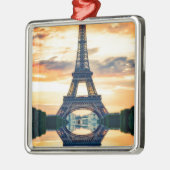 Eiffel Tower Paris Abend European Travel Silbernes Ornament (Links)