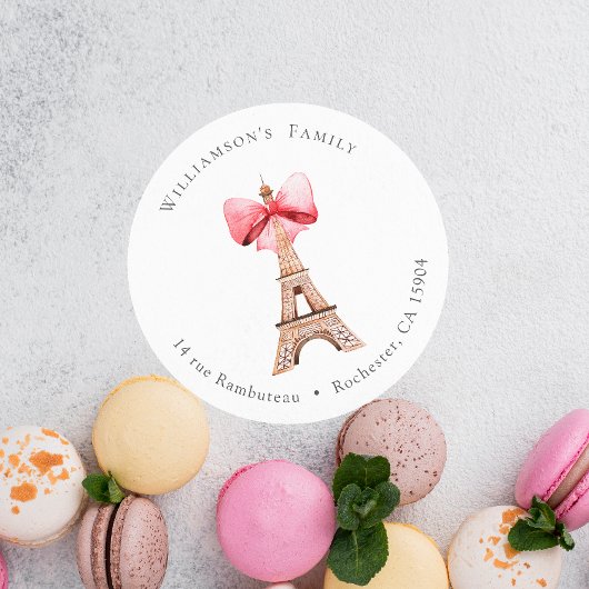 Eiffel Tower Paris Address Runder Aufkleber