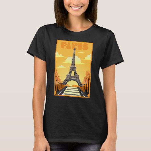 Eiffel Tower Paris Art Deco Poster T-Shirt (Vorderseite)