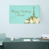 Eiffel Tower Paris Birthday Aqua Mint Gold Banner (Messeveranstaltung)