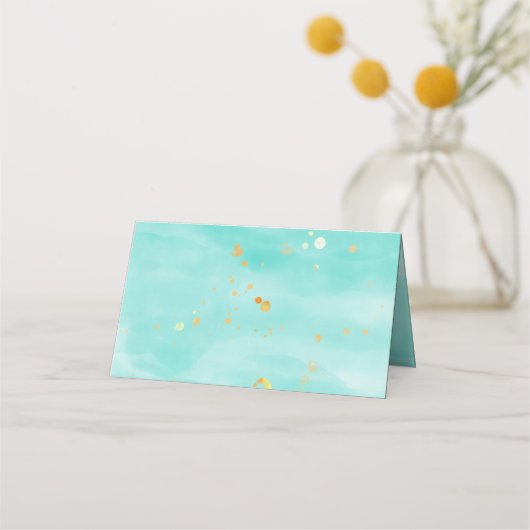 Eiffel Tower Paris Birthday Minze Aqua Gold Platzkarte (Rückseite)