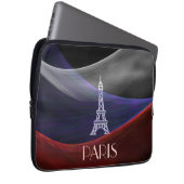 Eiffel Tower Paris blaue weiße Flagge schwarz Laptopschutzhülle (Vorne Rechts)