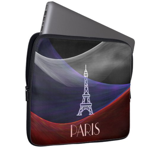Eiffel Tower Paris blaue weiße Flagge schwarz Laptopschutzhülle (Vorne Rechts)