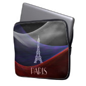 Eiffel Tower Paris blaue weiße Flagge schwarz Laptopschutzhülle (Vorderseite Links)