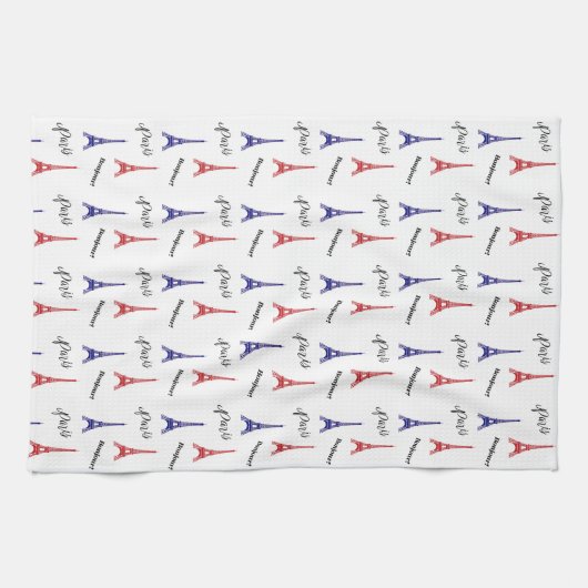 Eiffel Tower Paris Bonjour Küchentuch (Horizontal)