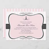 Eiffel Tower Paris Brautparty Einladung (Vorne/Hinten)