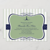 Eiffel Tower Paris Brautparty Einladung (Vorne/Hinten)