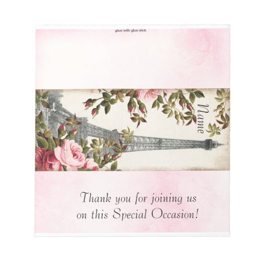 Eiffel Tower Paris Candy Bar Wrapper Gastgeschenk Notizblock (Vorderseite)