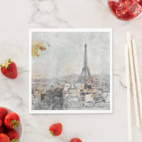 Eiffel Tower Paris Cloth Napkins - Romantisches Fr