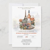 Eiffel Tower Paris Cocktail 50. Geburtstag Einladung (Vorderseite)
