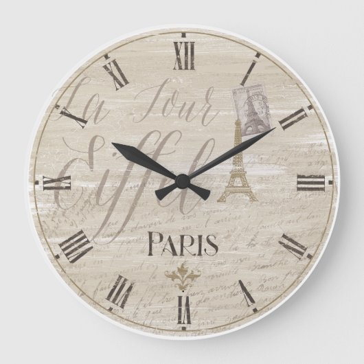 Eiffel Tower Paris Decorative Clock Große Wanduhr (Vorderseite)