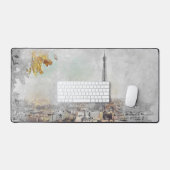 Eiffel Tower Paris Desk Mat - Vintage Travel Art Schreibtischunterlage (Tastatur & Maus)