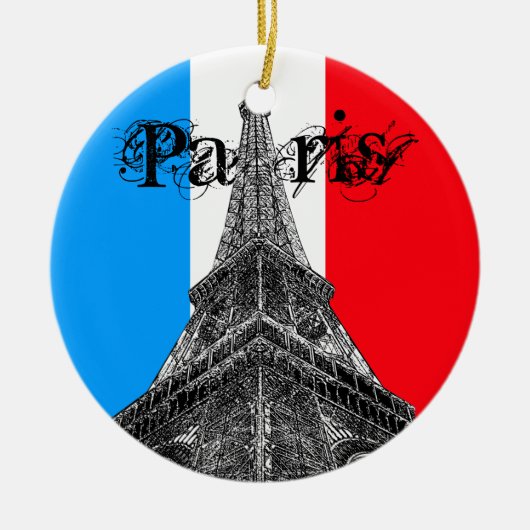 Eiffel Tower Paris Flag Ornament (Vorne)