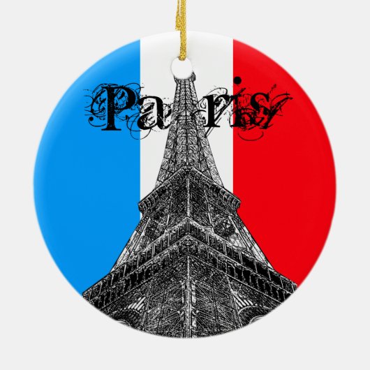 Eiffel Tower Paris Flag Ornament (Hinten)