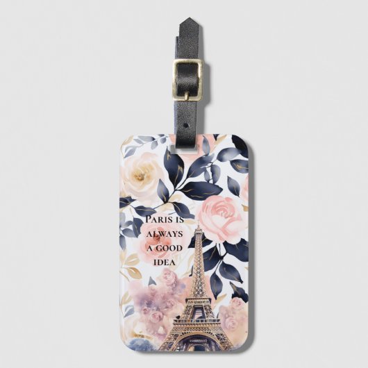 Eiffel Tower Paris Floral Gepäckanhänger (Vorderseite Vertikal)