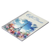 Eiffel Tower Paris Floral Monogram | Notizblock (Linke Seite)