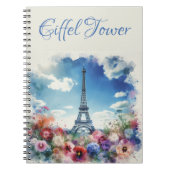 Eiffel Tower Paris Floral Monogram | Notizblock (Vorderseite)